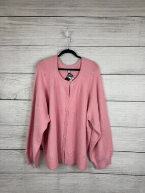 Torrid Belle Isle Plus Pink Embellished Knit Button Up Sweater Cardigan Size 4X